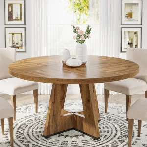 Tribesigns Round Dining Table for 4, 47 Inch Farmhouse Kitchen