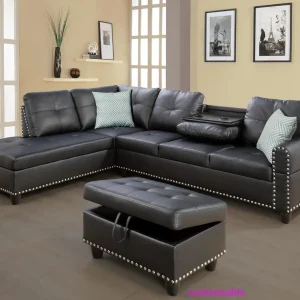 Sectional Sofa Couch, Modern 4-Seaters Living Room Furniture Sets