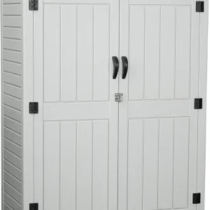 Vertical Resin Storage Shed, 60 Cuft Garden Tool Sheds & Outdoor Storage, Plastic Outdoor Storage Cabinet Waterproof