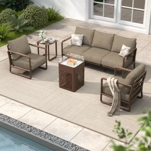 Outdoor Aluminum Patio Furniture Set, 5-Seats